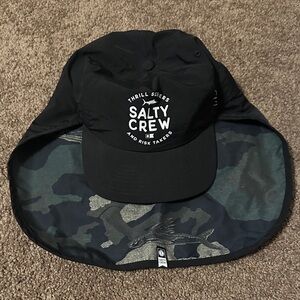 Salty Crew Black hat with neck guard for fishing OSFM